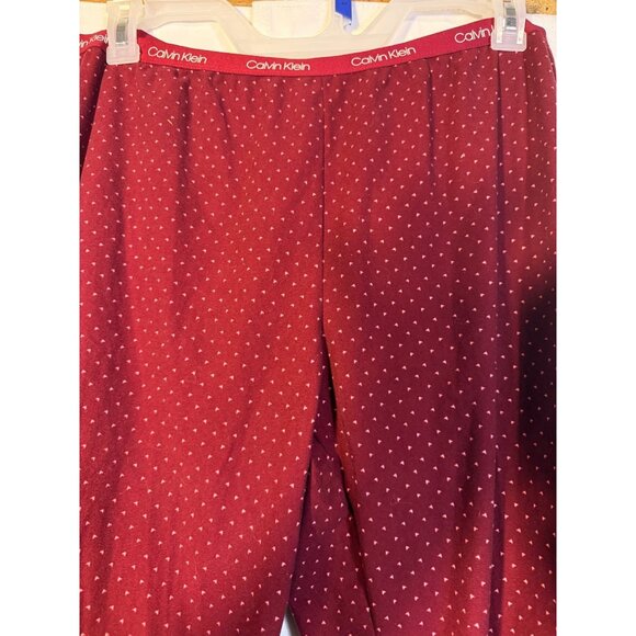 Calvin Klein Womens XL Lounge Pants Sleep Pajamas Red Polka Dot Cozy Retro Vibes - Picture 2 of 3